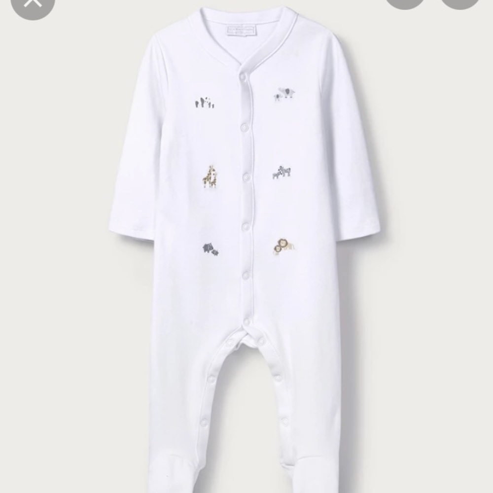 The Little White Co. • Embroidered animal onesie